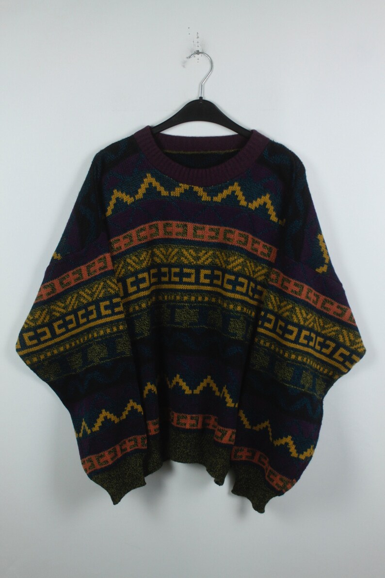 Vintage Pullover 90s clothing knitwear Size M pattern KK06473 90s jumper Vintage Sweater