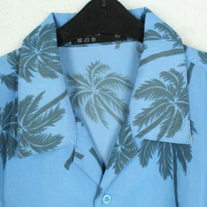 Vintage Hawaiian Shirt Size XL blue colorful palm trees beach image 2