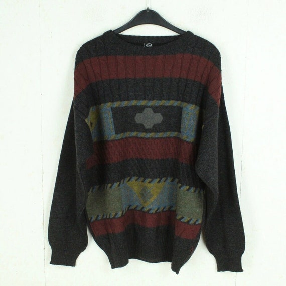 Vintage Pullover mit Wolle Gr. M bunt Crazy Patte… - image 1