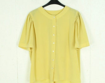 Vintage Bluse Gr. L gelb uni kurzarm