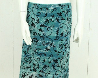Vintage skirt size L green multicolored crazy pattern high waist