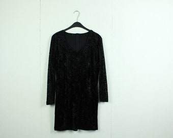 Vintage 90s Velvet Dress, Size M, 90s fashion, 90s clothing, vintage dress, velvet, black (KK/21/03/224)