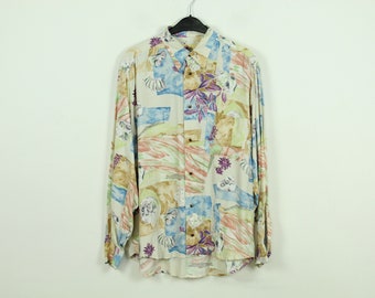 Vintage 90s crazy pattern shirt, size S, colorful, long sleeve (KK/21/09/199)