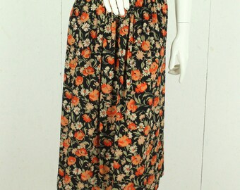 Vintage midi skirt size. L black multicolor floral high waist skirt