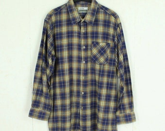 Vintage flannel shirt size XL blue multi-colored checked flannel