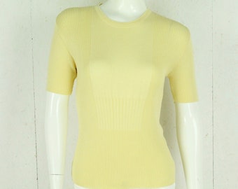 Vintage sweater female size M yellow plain short sleeve knit