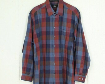 Vintage flannel shirt size L blue red checked flannel