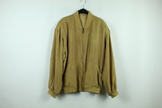 Vintage silk blouson 90s, Size M, silk bomber, 90s