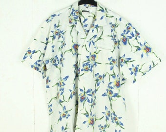 Vintage Hawaiian Shirt Size XL white colorful floral Aloha