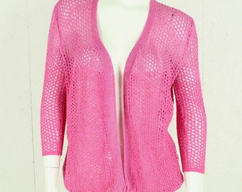 Vintage Cardigan Female Size M pink glitter openwork knit