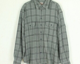 Vintage flannel shirt size L grey white checked flannel