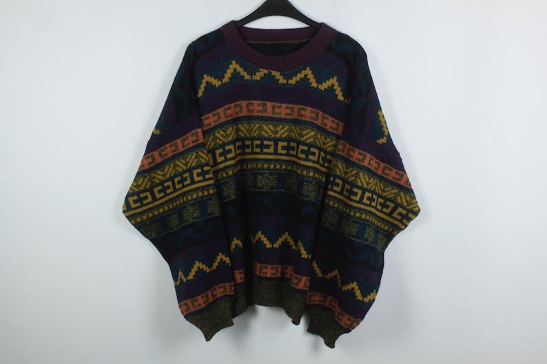 Vintage Pullover 90s clothing knitwear Size M pattern KK06473 90s jumper Vintage Sweater