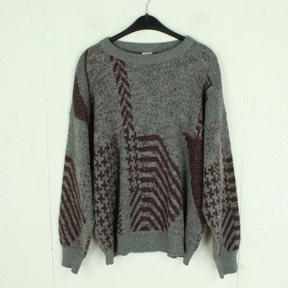 Vintage Pullover mit Wolle Gr. L grau mehrfarbig … - image 1