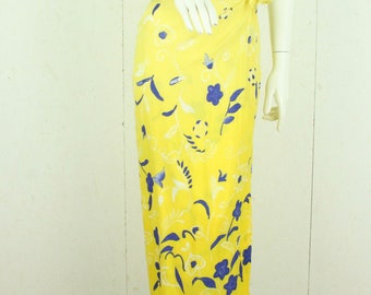 Vintage wrap skirt size M yellow multicolored floral high waist maxi skirt skirt