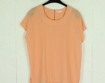 Vintage Seidenbluse Gr. L lachs uni kurzarm Bluse Seide