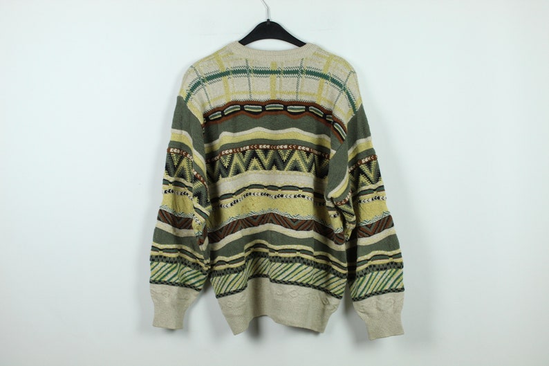 90s clothing KK10365 Size M striped pattern Vintage Sweater 90s jumper Vintage Pullover