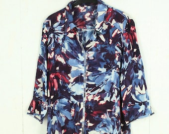 Vintage Bluse Gr. M weiß mehrfarbig geblümt