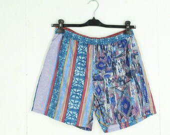 Vintage beach shorts L Colorful Crazy Pattern