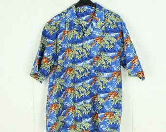 Vintage Hawaiian Shirt Size XXL blue colorful tiger