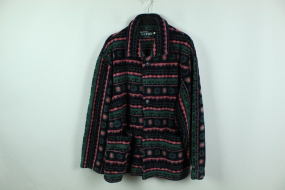 Vintage 90s crazy pattern fleece jacket, Size L, 9