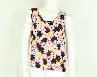 Vintage Bluse Gr. M rosa bunt geblümt Top