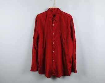 Chemise vintage des années 90, taille M, 90 s chemise, 90 s vêtements, chemise brillante (KK/05/608)