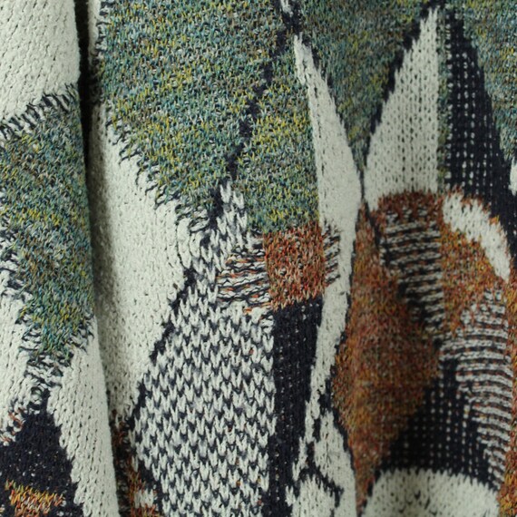 Vintage sweater size L cream multicolored pattern… - image 2