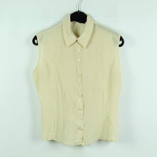 Vintage Silk Blouse, Size L, 90s fashion, 90s clothing, Vintage Silk, beige (KK/20/09/190)