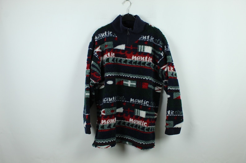 90s multicolored KK12082 Sportswear Size M 90s clothing fleece Vintage 90s Fleece sweater