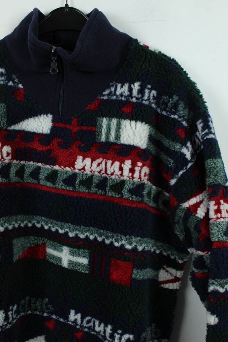 90s multicolored KK12082 Sportswear Size M 90s clothing fleece Vintage 90s Fleece sweater