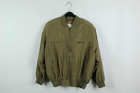 Vintage silk blouson, silk, Size L, 90s clothing,