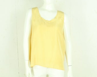 Vintage silk blouse size L yellow plain top