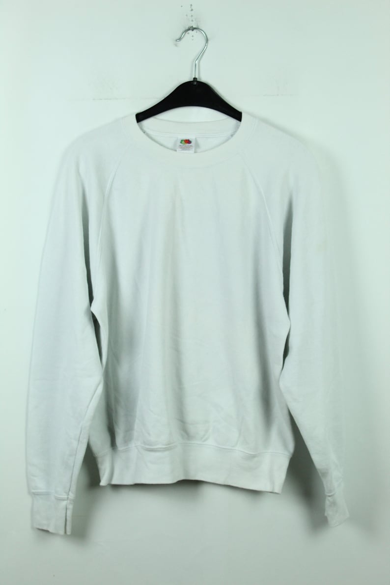 KK2010110 90s Clothing white 90s sweater Vintage 90s plain Sweatshirt Size M