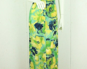 Vintage maxi skirt size. XS green colorful floral high waist skirt