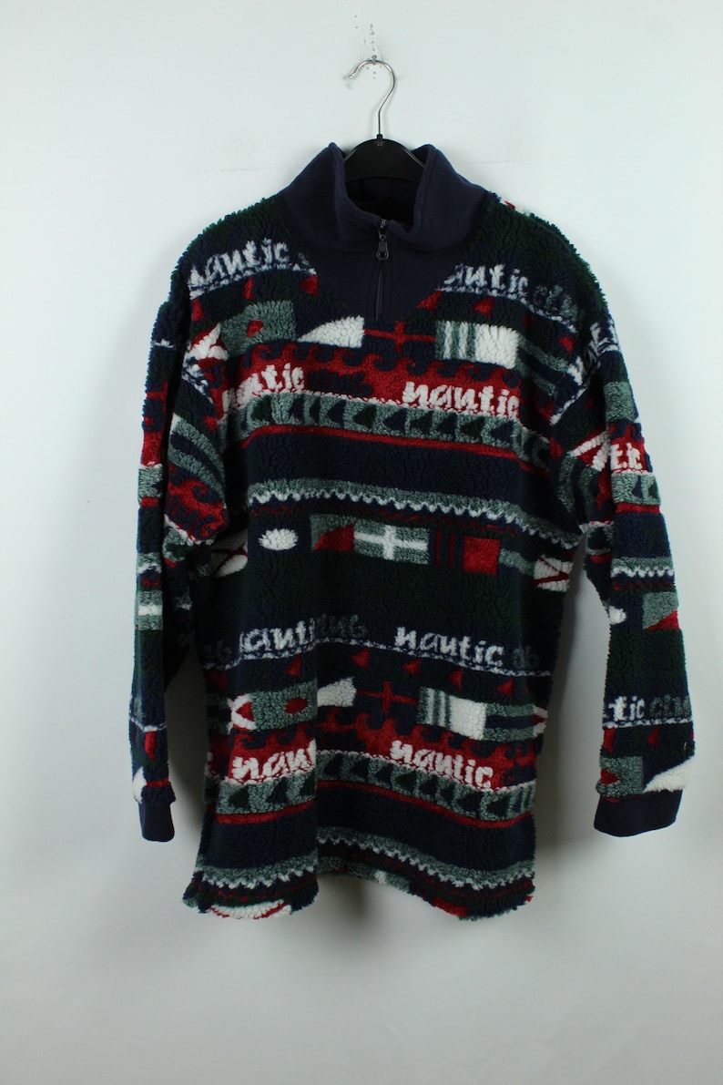 90s multicolored KK12082 Sportswear Size M 90s clothing fleece Vintage 90s Fleece sweater