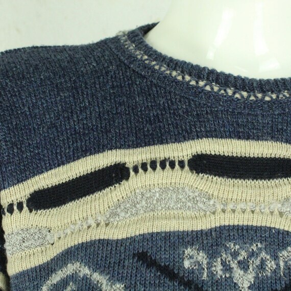 Vintage Pullover mit Wolle Gr. M blau mehrfarbig … - image 2