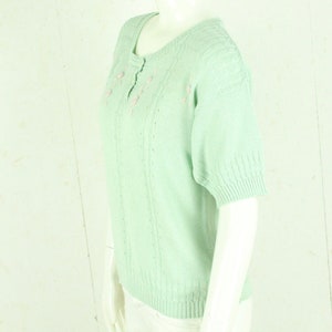 Vintage Sweater Female size M mint cable pattern short sleeve knit image 4