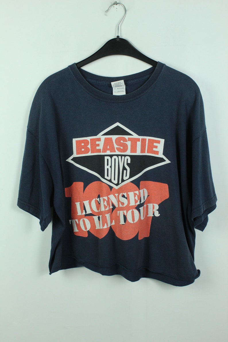 KK2101101 Vintage BEASTIE BOYS cropped T-Shirt Size xl with print licensed to ill tour bandshirt