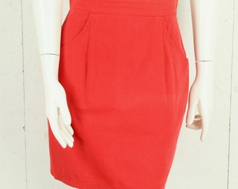 Vintage miniskirt size S red plain high waist skirt