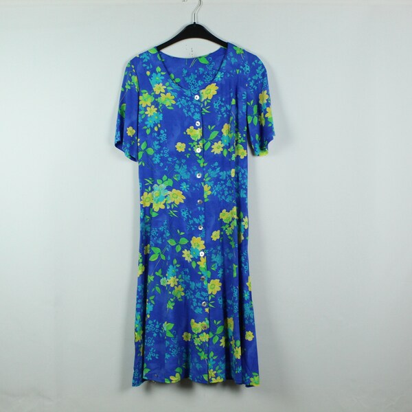 Vintage floral dress, Size S, 90s clothing, dress, 90s, flower pattern, a-line, button down (KK/20/02/018)