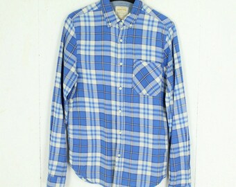 Vintage flannel shirt size S blue white checked flannel