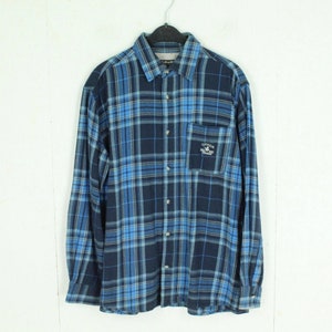 Taille de chemise en flanelle vintage Flanelle à carreaux bleu blanc L image 1