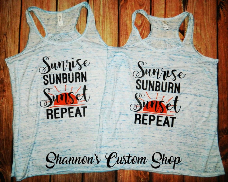 Sunrise sunburn sunset repeat country song lyrics tank top. | Etsy