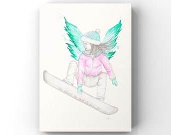 Fairy Art - Kids room prints | Snowboarding | Snowboarding Art | Inspirational Quotes | Girls Room Art