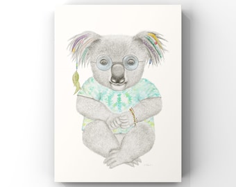 Koala Print - Koala Art | Quirky Art | Cute nursery Art | Koala nursery | Boho Room Decor | Tumblr room decor