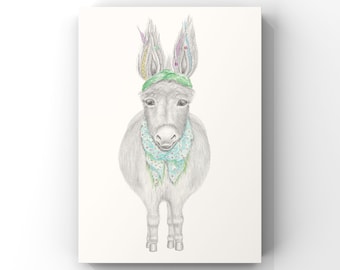 Deloris the Donkey - Bohemian Hippy Childrens Print