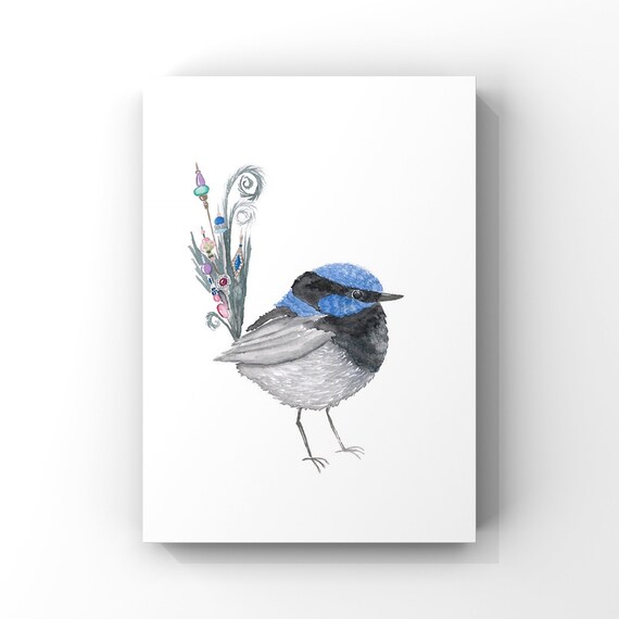 The stylish Blue Wren - Bohemian Hippy Print