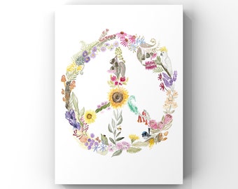 Peace sign, fine art print, giclee, childrens print, wall art, whimsical art, quirky art, peace, wall art