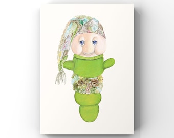 Glow worm art, soft toy, retro toys, kids room, nostalgia, 80s kids, retro art