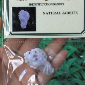 Rare Ancient Phoenix Pendant, Lavender Jadeite Jade (Grade A) Expertly Hand Carved with Gem Lab Cert